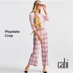 Cabi Playdate Cropped Pants Size M Pink Plaid EUC Spring '23 Collection